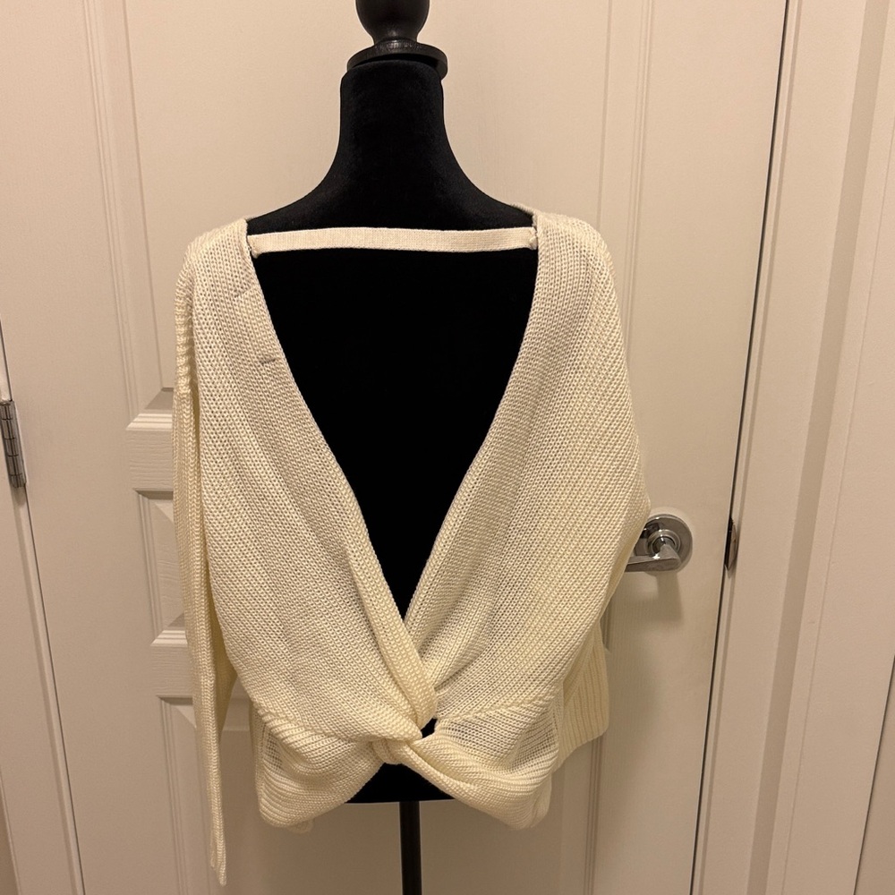 Chic Cream V-Neck Sweater for Women